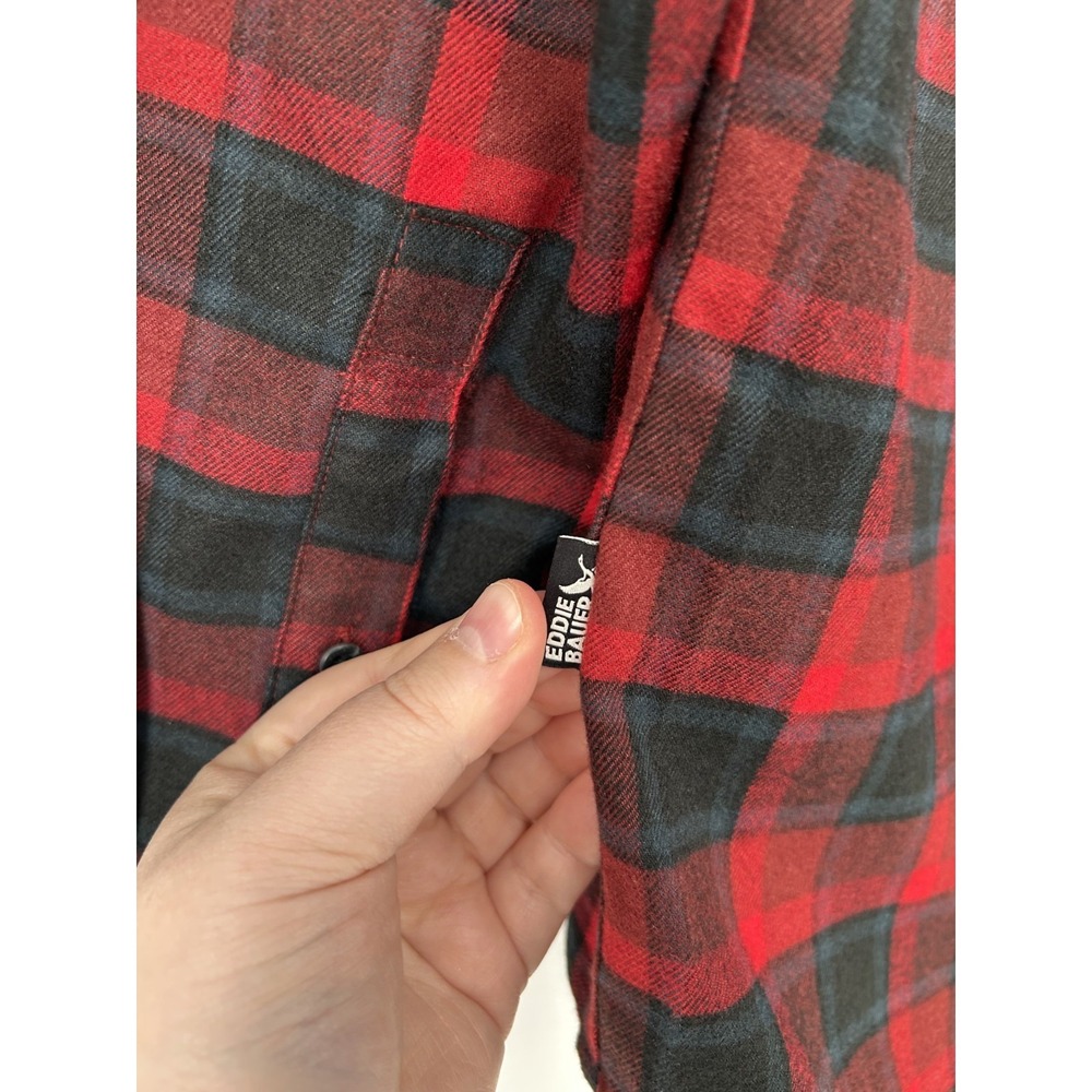 Eddie Bauer Excavation 3.0 Flannel Shirt Mens TM Medium Tall Red Plaid Button Up - Picture 7 of 11
